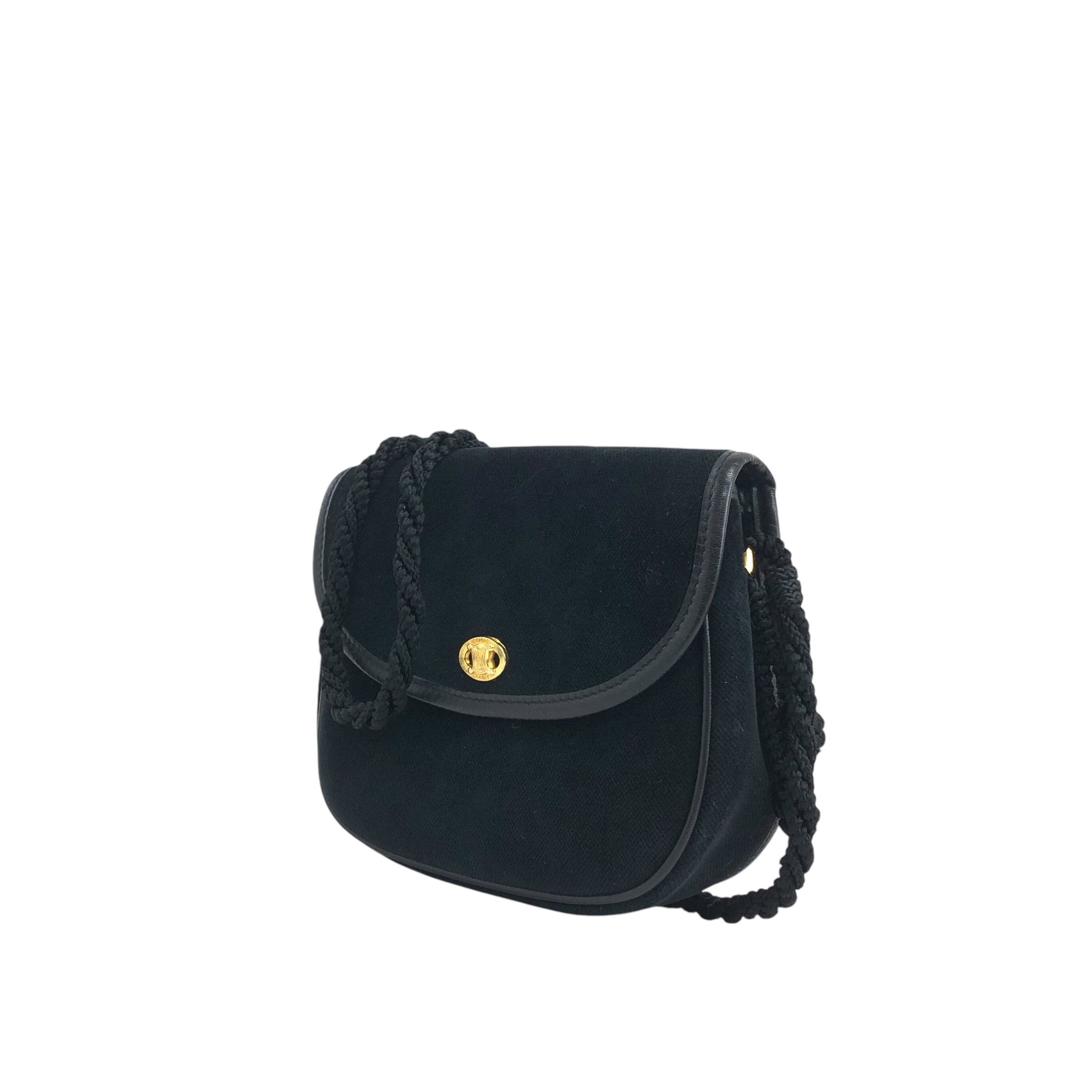 CELINE セリーヌ ショルダーバッグ ブラック ブラゾン タッセル ベロア