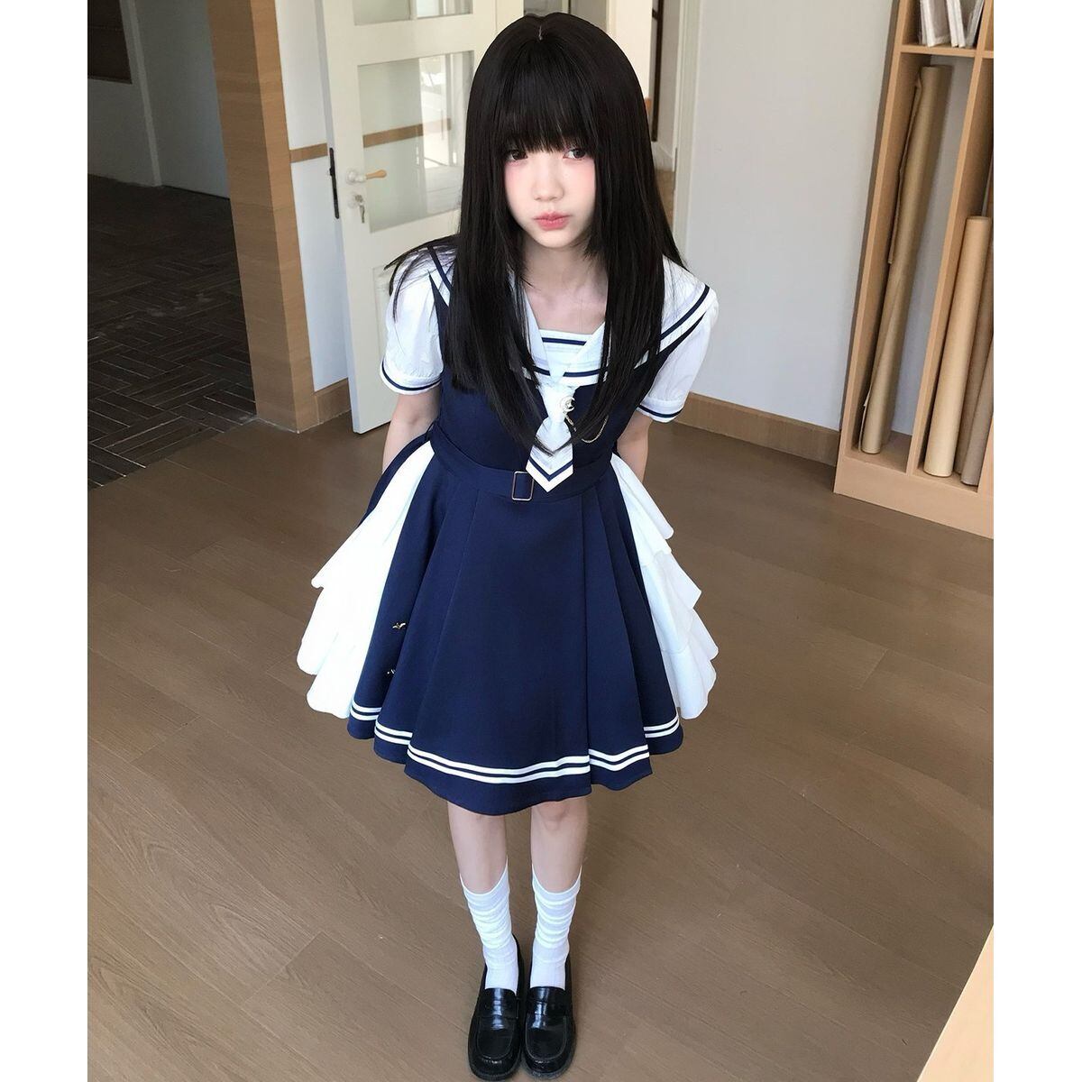 メタモ ストライプ セーラー ワンピース マリン 制服 黒 ロリィタ ロリータ メタモ ストライプ セーラー ワンピース マリン 制服 黒 ロリィタ