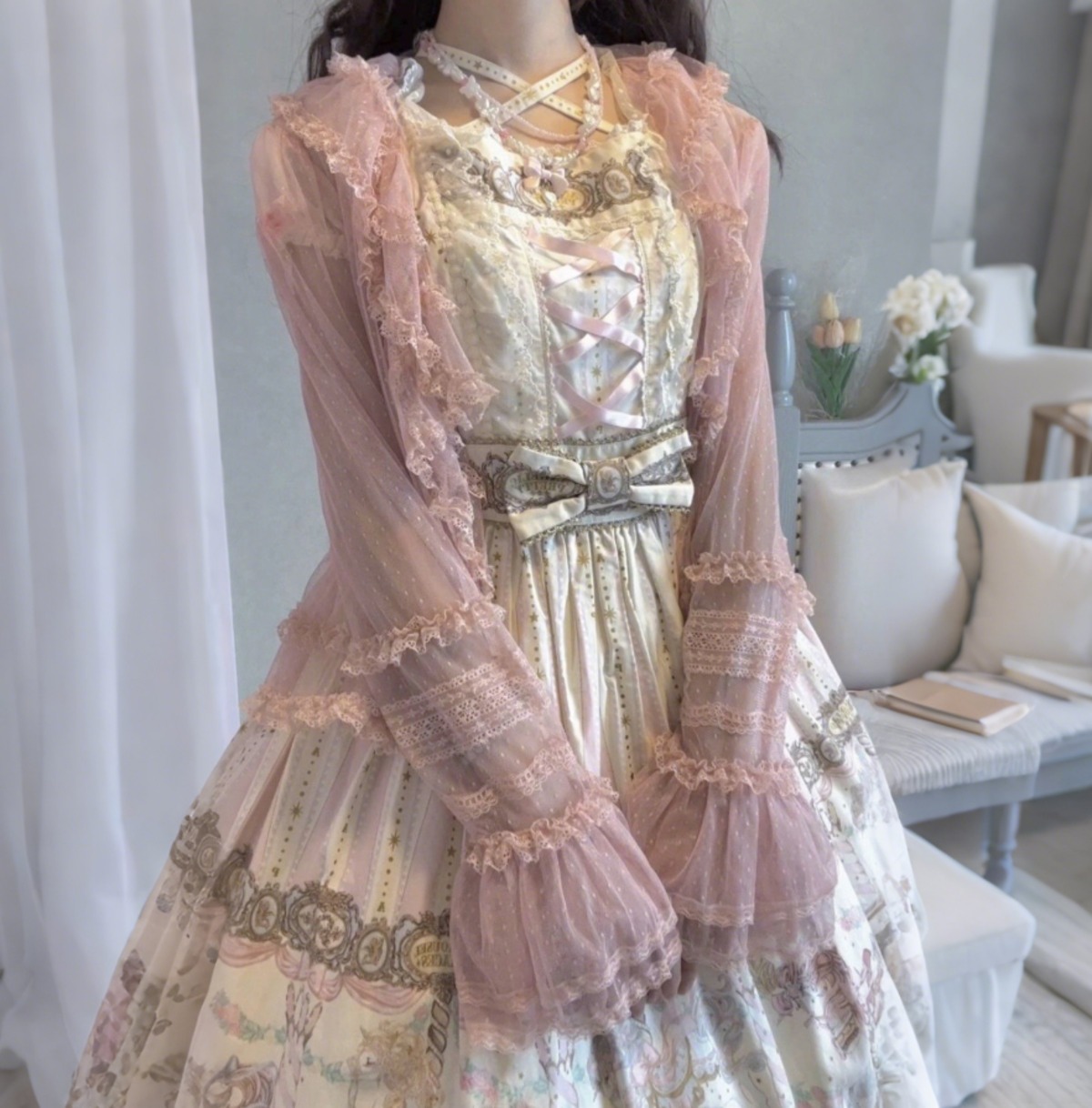 ゆめかわ♡全4カラー フリルシフォンカーディガン jya9☆ | ゆめかわ
