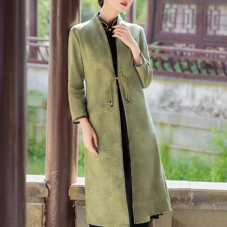 結び紐デザイン　ロングジャケット　2カラー　YS00126