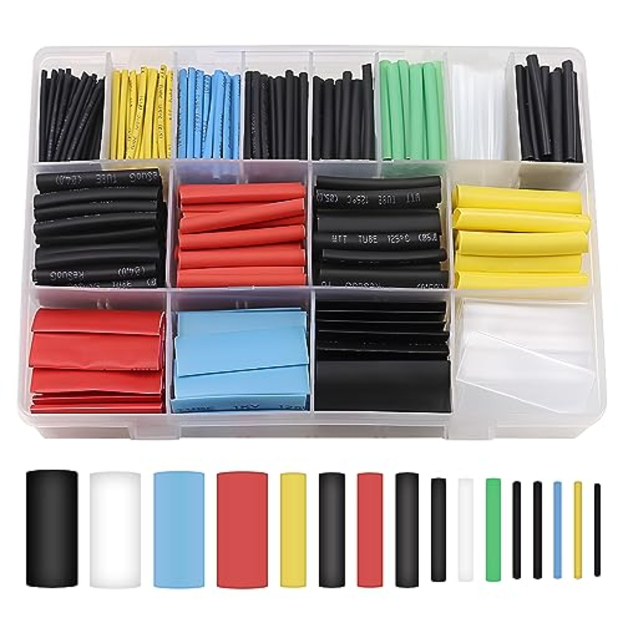 XIJIANG 熱収縮チューブ 絶縁チューブ 伸縮チューブ ヒシチューブ 580pcs Φ1mm〜10mm 16種類 防水 高難燃性 高絶縁性 収納ボックス付き 電子修理/断熱作業/電線接続部補強修理用