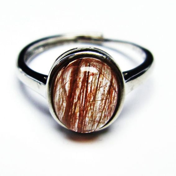 キャッツアイルチルクォーツ 指輪 リング 16号 フリーサイズ 調整可能 一点物 [M便 1/20] 115-4519