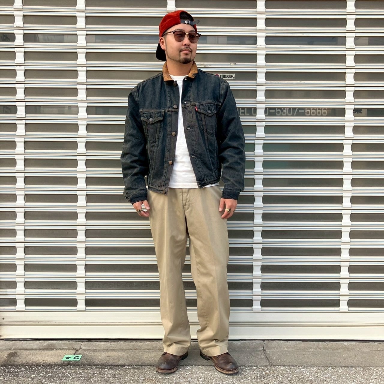 90s Levi's リーバイス キルティング デニムジャケット 襟レザー