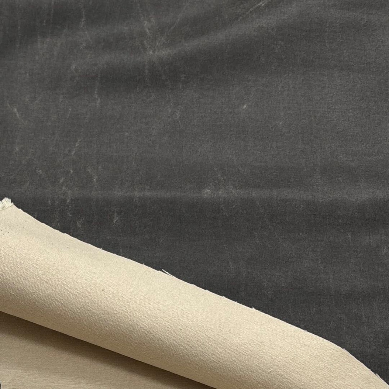 ★TC110◆2m◆綿ポリエステル混合皮ビンテージ加工生地◆スモークグレー系