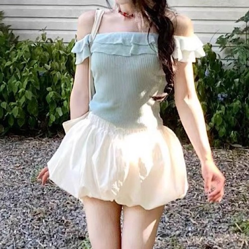 【2点セット】オフショルトップス＋バルーンスカート ・70628