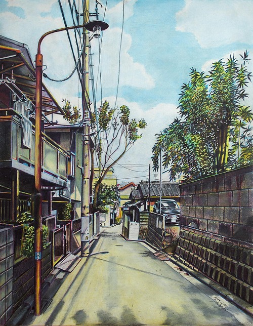 古い街灯のある路地 中野区白鷺