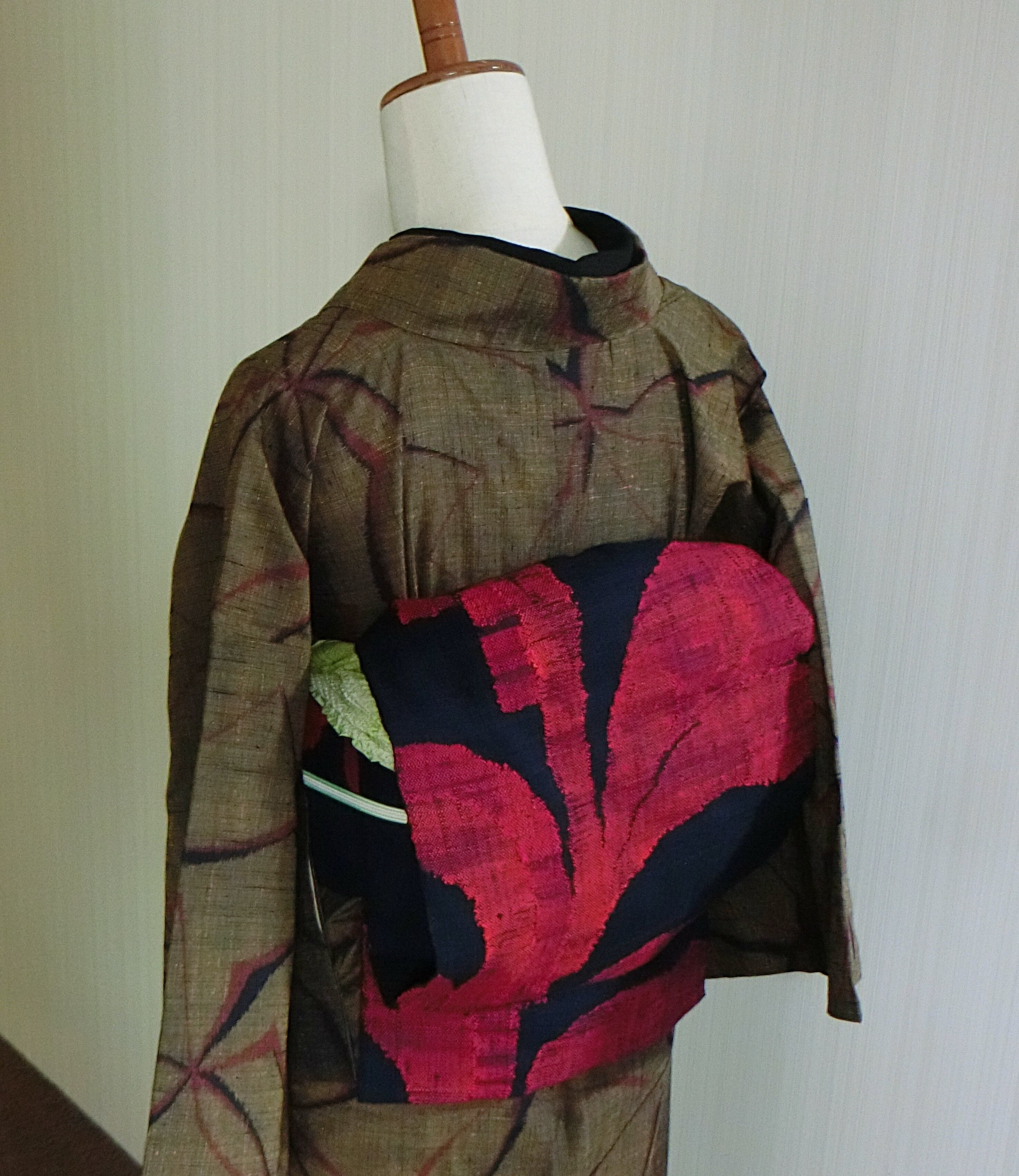 紬織り 赤と紺モダン 名古屋帯 | KIMONO BITO