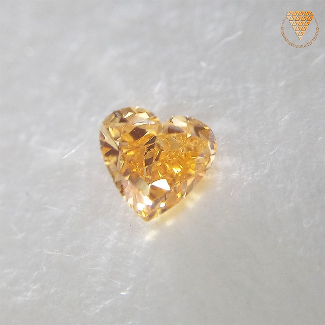 0.144 ct Fancy Vivid Yellow Orange SI2 天然 イエロー オレンジ ダイヤモンド ルース ハートシェイプ