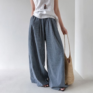 stripe wide pants 14623