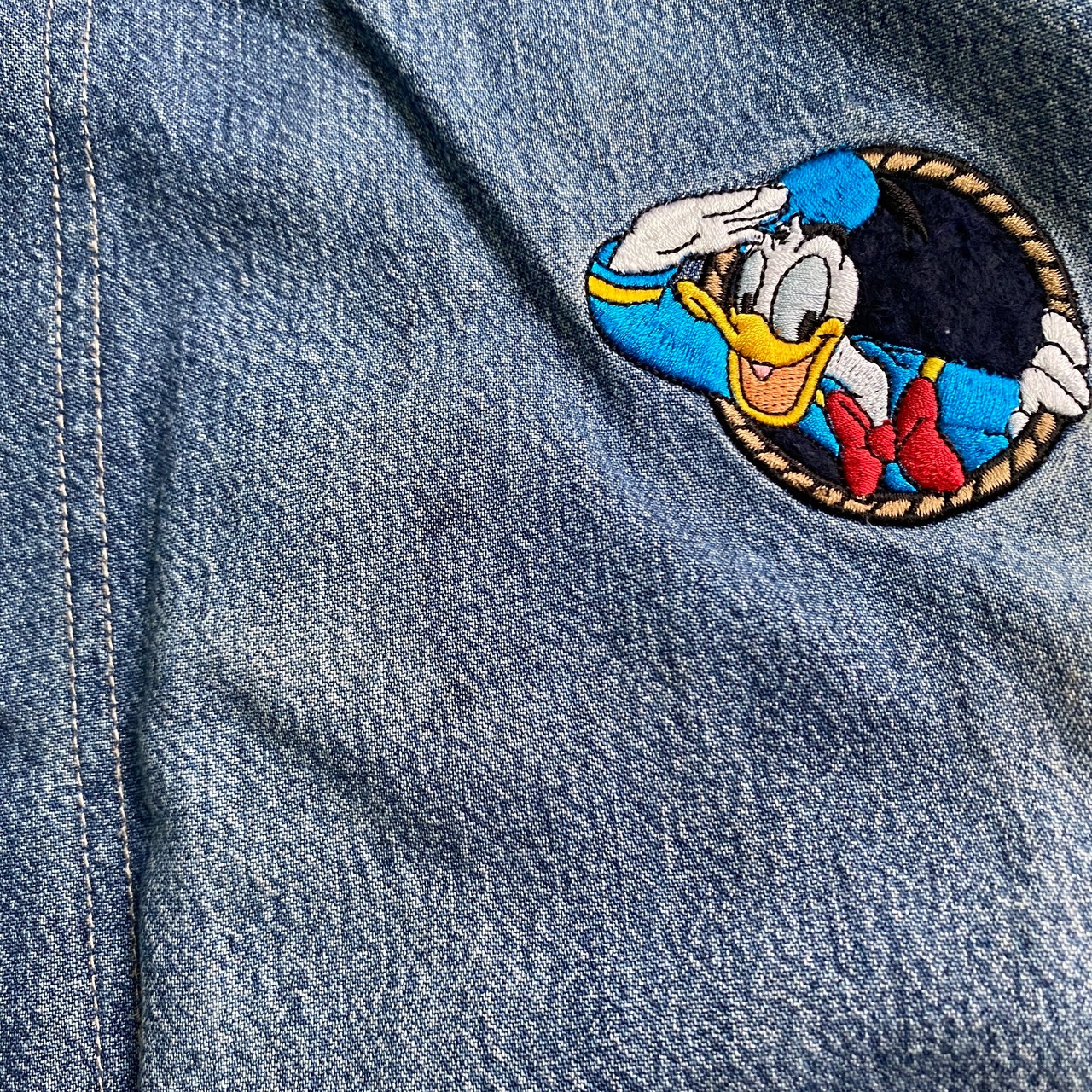 Disney ディズニー ドナルドダック 刺繍 ワッペン デニムスタジャン 