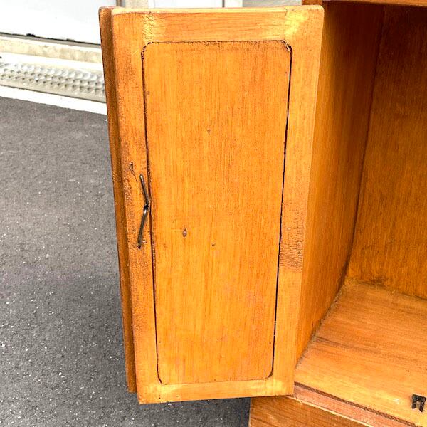 ビンテージ天然木の電話台FAX台リビングボードキャビネット無垢材