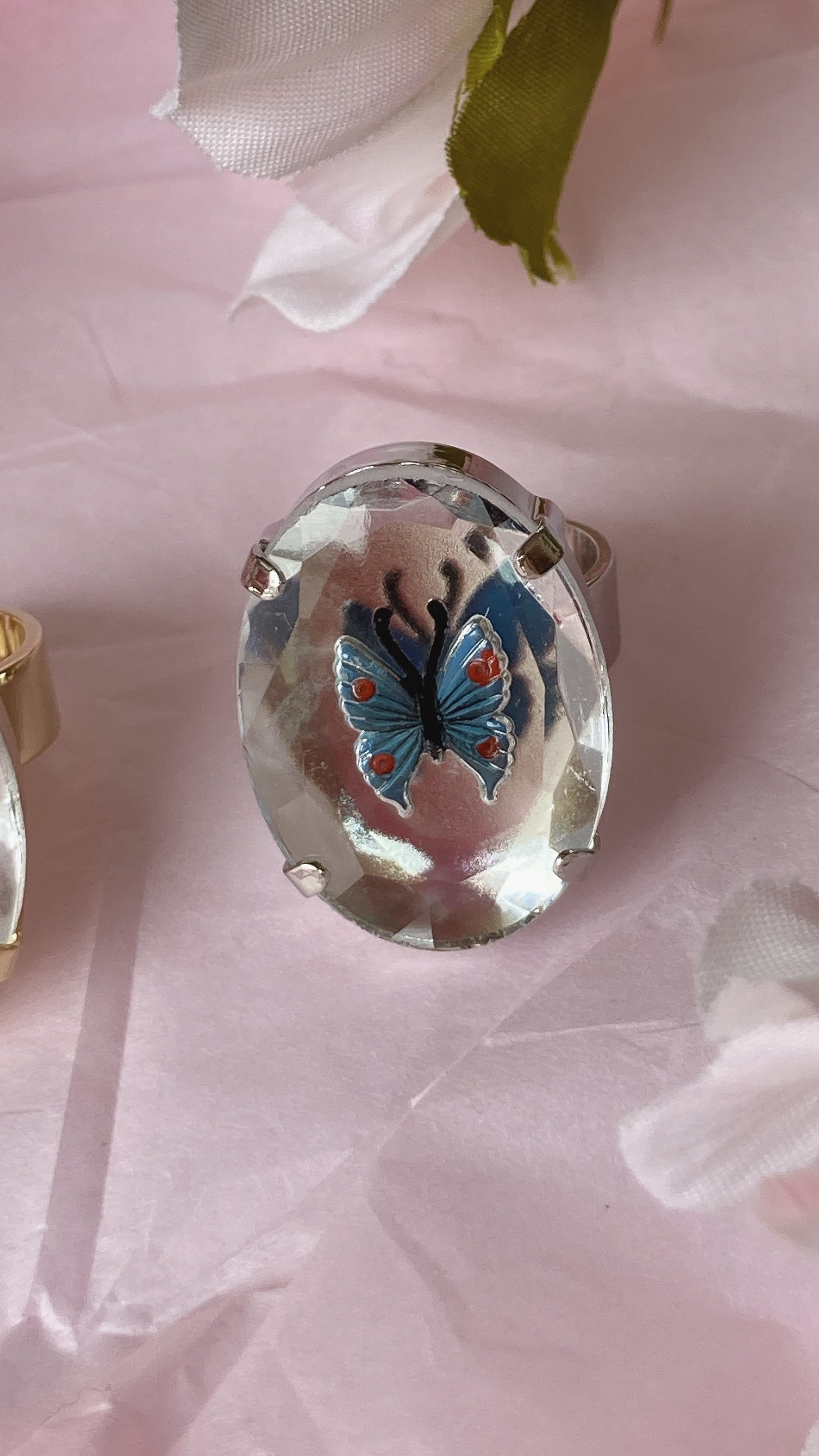 Vintage 蝶の標本ガラスリング【Gold／Silver】 | teddyalarm