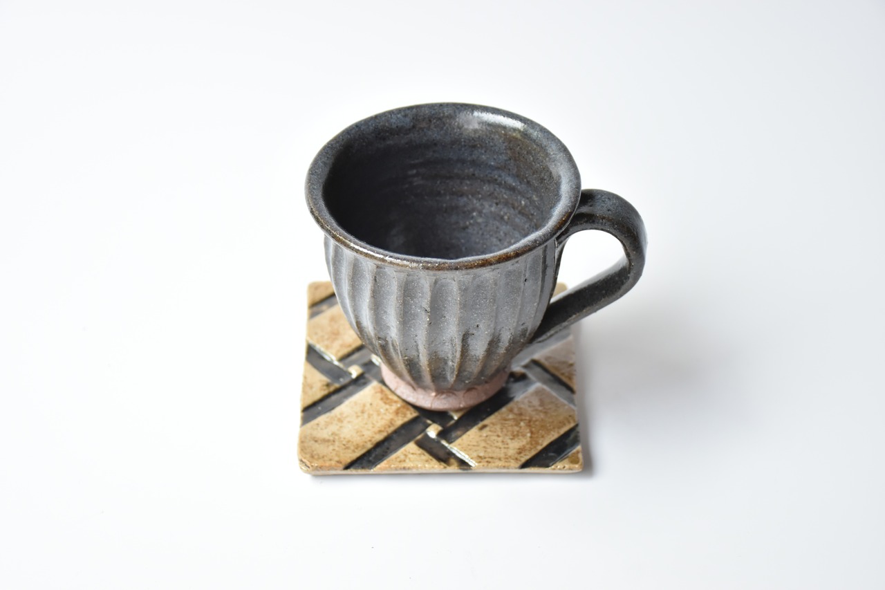 小代瑞穂窯 / 福田るい : 印花 タイル (小) ⑮