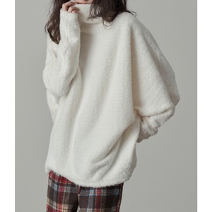 turtle neck shaggy over knit N30455
