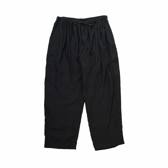 LINEN PLAID GATHERED PANTS / リネンチェックギャザーパンツ(NVY)