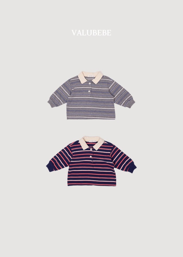 【取寄】valubebe|milky stripe collar tee|ミルキーボーダーカラーT|6M-S|baby&toddler|26 autumn