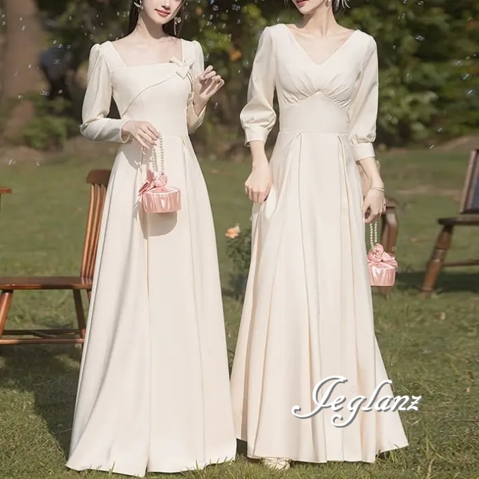 パーティ イブニングドレス カラードレス 7分袖 襟 4パターン (MB504)ζ☆