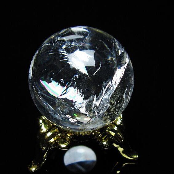 アイリスクォーツ 水晶 丸玉 虹入り 26mm スフィア 置物 水晶玉 一点物 141-7055