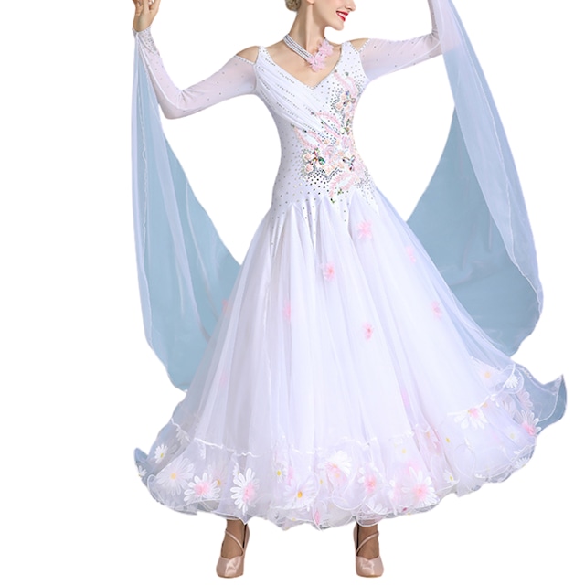 フラワーデザイン オフショルダー Aラインスタイル ドレスds0031