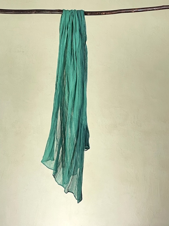 絹からみ織り布（ストール) ～緑～　Silk leno weaving cloth (scarf) ～green～