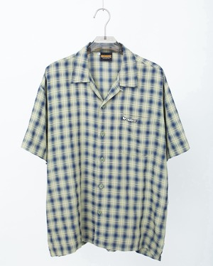 "VANS" ombre check pattern open collar cotton short sleeve shirt