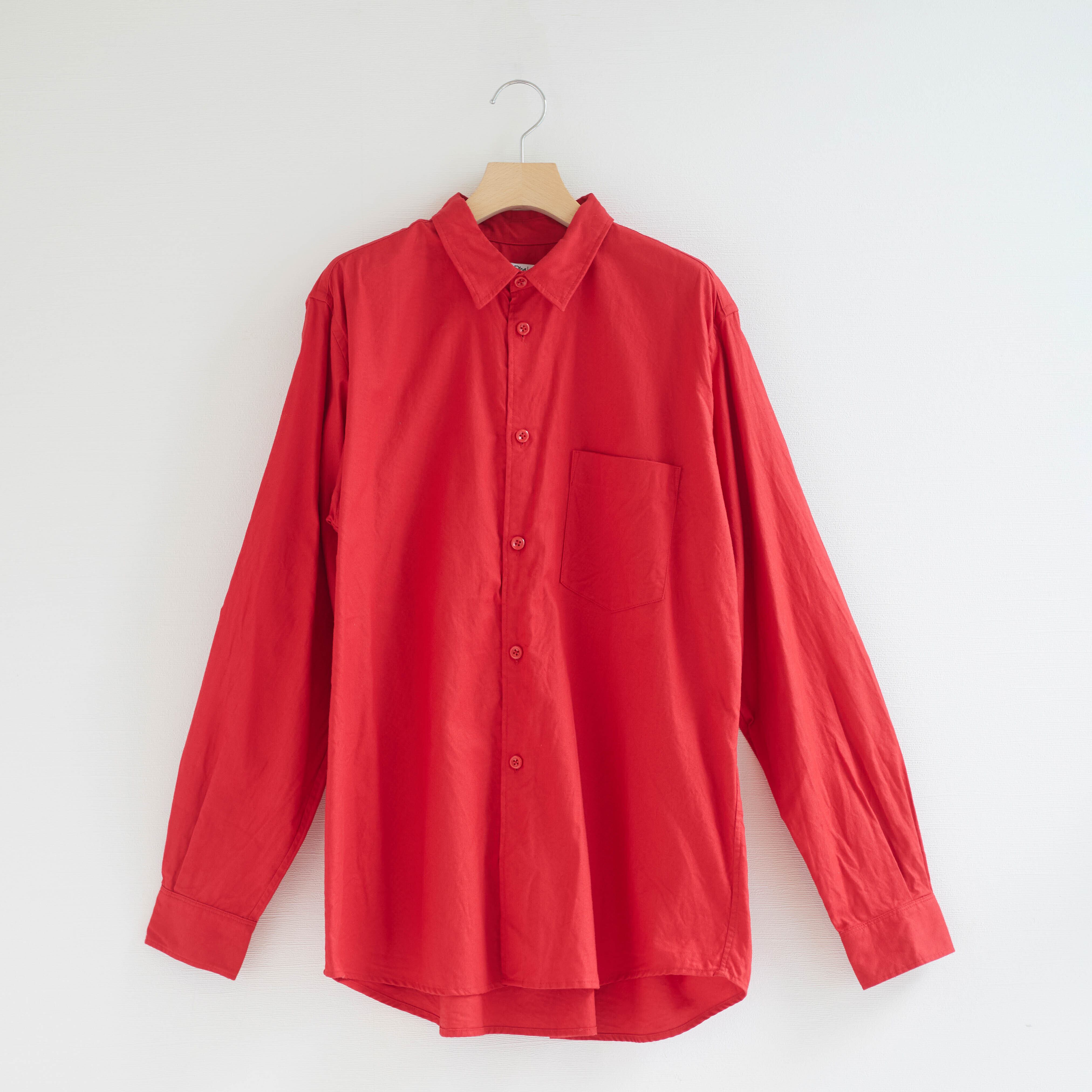 美品 dhal シャツ ダル Dhal(ダル) /50/-Kooshiパターンジップシャツ /レッド×オフホワイト