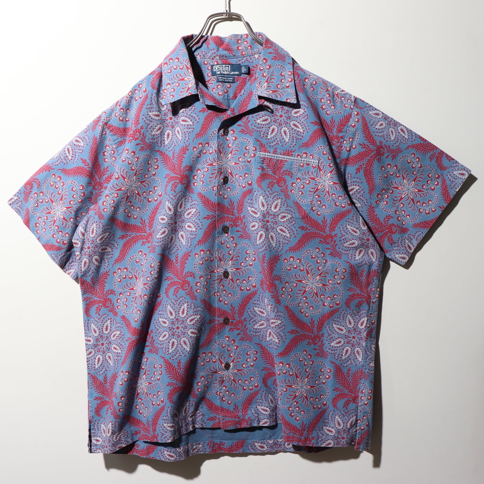 美品 L ポロラルフローレン ペイズリー 半袖開襟シャツ vintage camp  