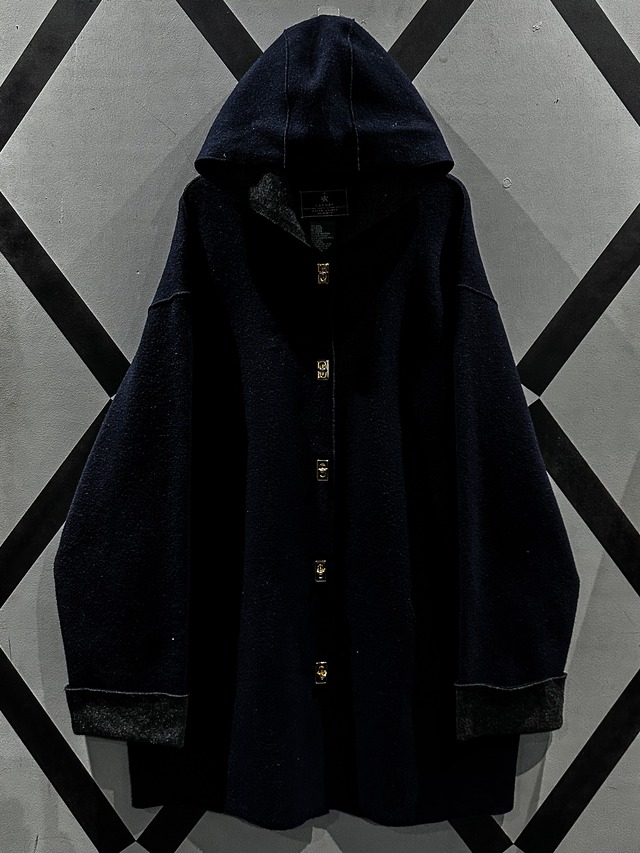 【X VINTAGE】"Lauren by Ralph Lauren" Metal Fittings Wool Hooded Half Coat