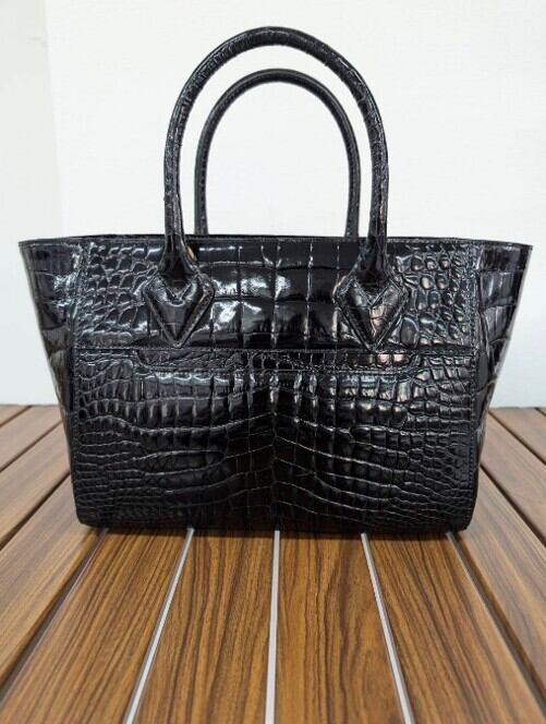 ハンドバッグ ブラック   シャイニング クロコダイル イタリアZUMA社シャイニングクロコバッグ | s-crocodile