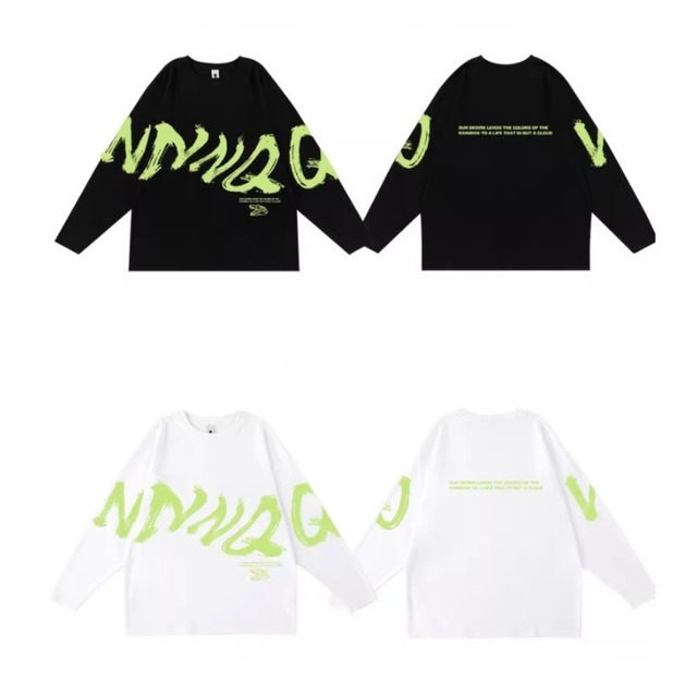 ブラシペイントロゴドロップショルダーTシャツ 2col   R01964