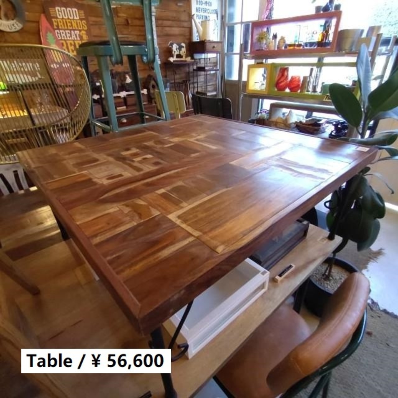 【店頭受取専用商品】TOPANGA　Furniture　シーシャムウッド寄せ木スクエアローテーブル　リビング　インテリア