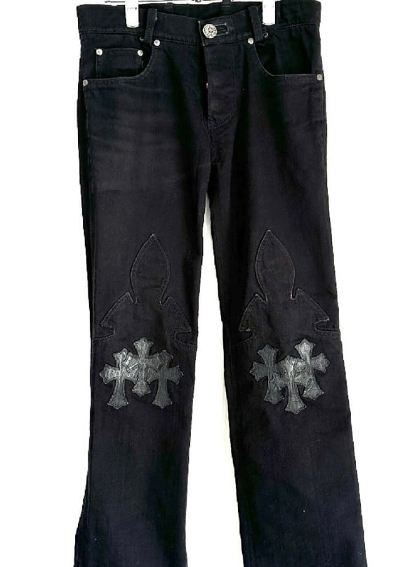 値下げ‼️‼️大人気⭐︎クロムハーツ CHROME HEARTS クロムハーツ FleurKnee CrossPatch BackZip Denim