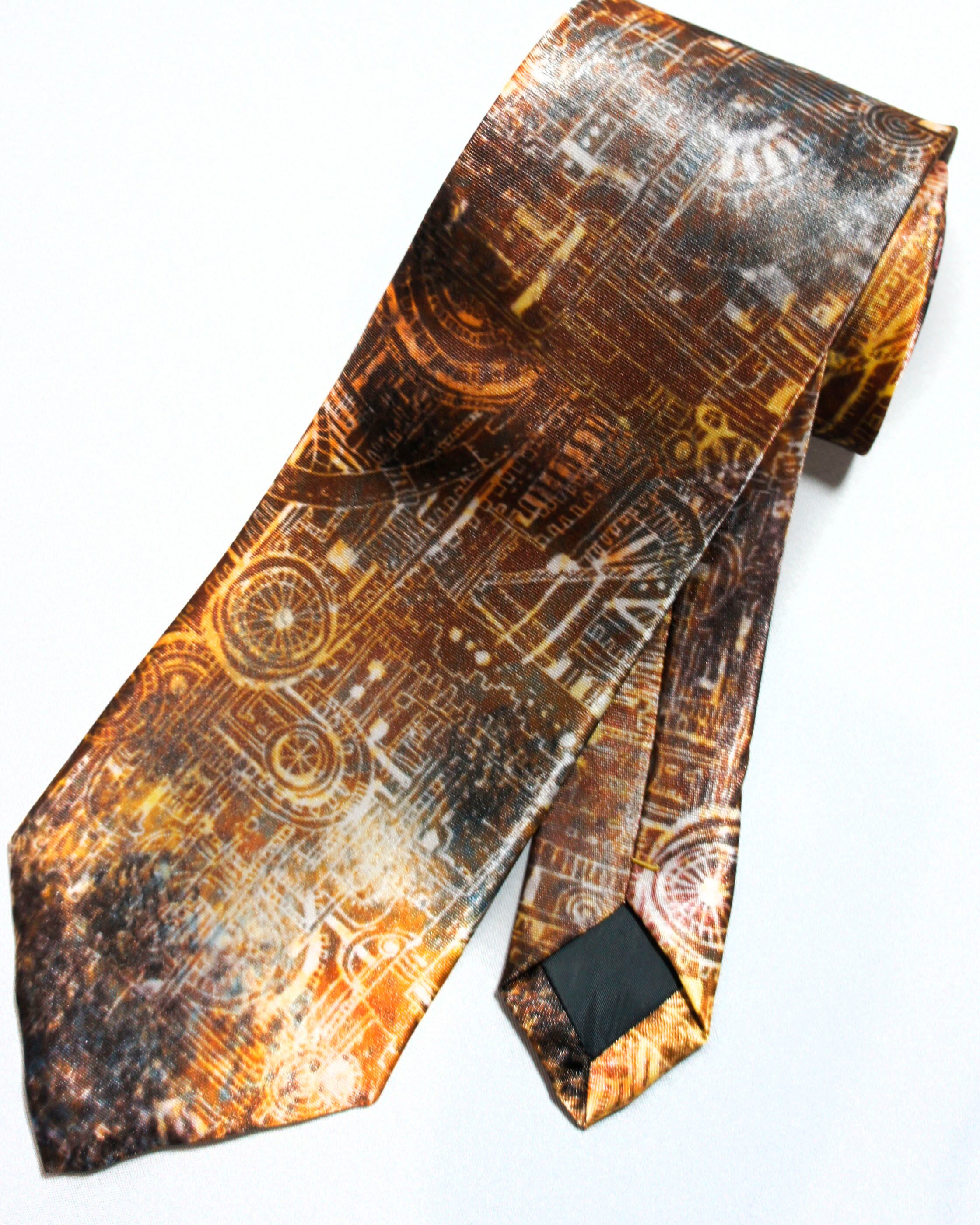 mushroomネクタイ【一点物】【個性派】【廃工場シリーズ3 ブラウン】