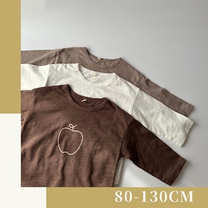 [80~130cm]【在庫セール！】50%off【即納】アップルTシャツ ユニセックス 韓国子供服  2023