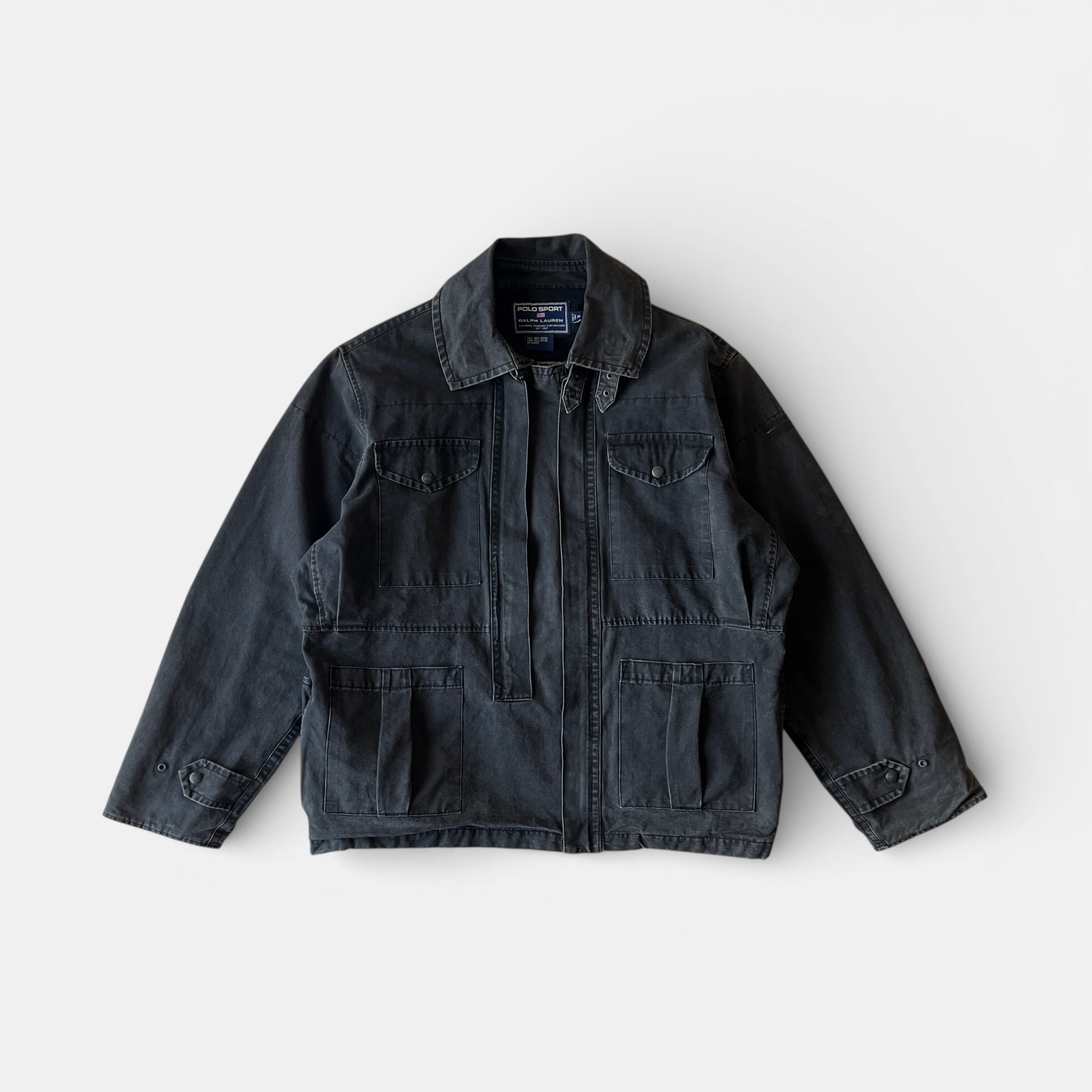 90s Polo Sport Double Zip Military Hunting Jacket Black XL