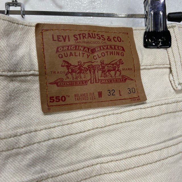 90s USA製　Levi's 550 ホワイトデニムパンツ　白　W32L30
