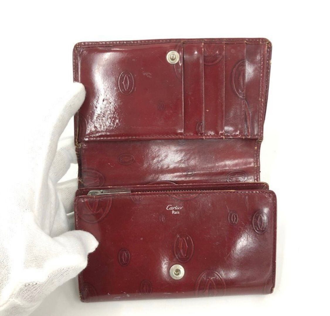Cartier カルティエ ハッピーバースデー 二つ折り財布 ワインレッド
