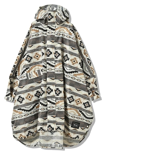 キウ<クラシックオルテガ(283)>KIU 豪雨対応 自転車 大雨 台風 袖付き レインコート ポンチョ はっ水 防水 袖付き 収納袋 ポケット アウトドア フェス かわいい おしゃれ ユニセックス メンズ レディース 男女兼用 ニュースタンダード レインポンチョ K163