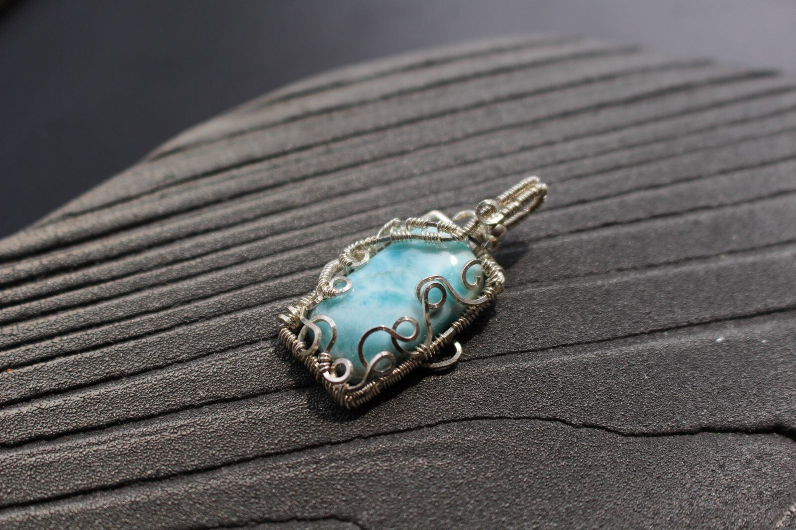 Larimar silver925 wirewrapping pendant