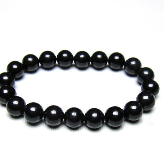 シュンガイト ブレスレット 10mm 一点物 メール便可 111-49710
