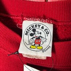 90s MICKEY & CO. ミッキーマウス 刺繍スウェット レッド USA製 BRAZOSボディ