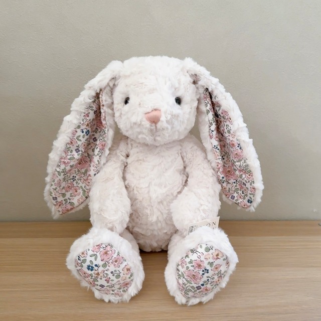 MON AMI | フェイス クリームフローラルバニー Lサイズ うさぎ ぬいぐるみ ホワイト モナミ ST1228
