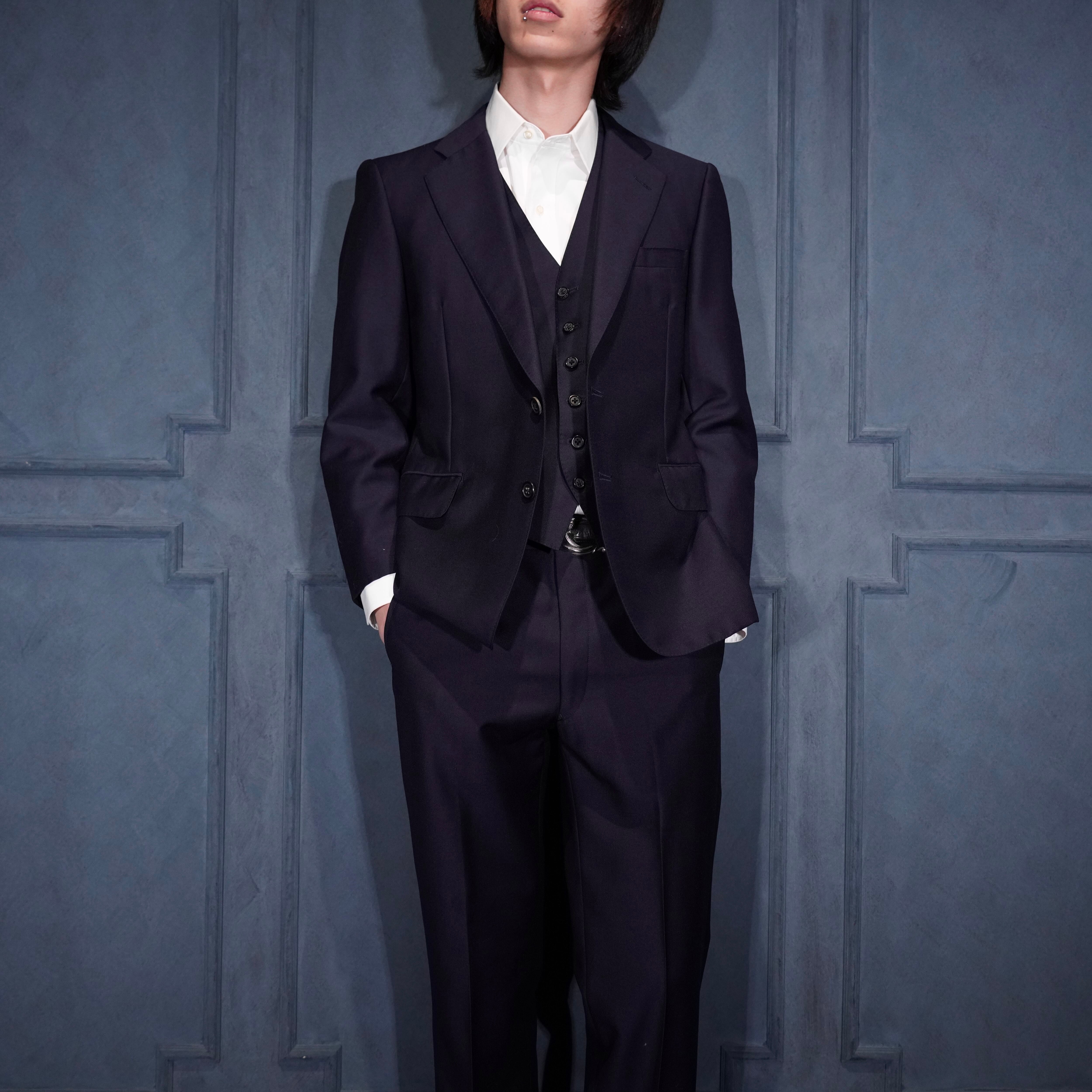 Burberrys NAVY COLOR MOHAIR WOOL DESIGN SET UP SUIT/バーバリーズ