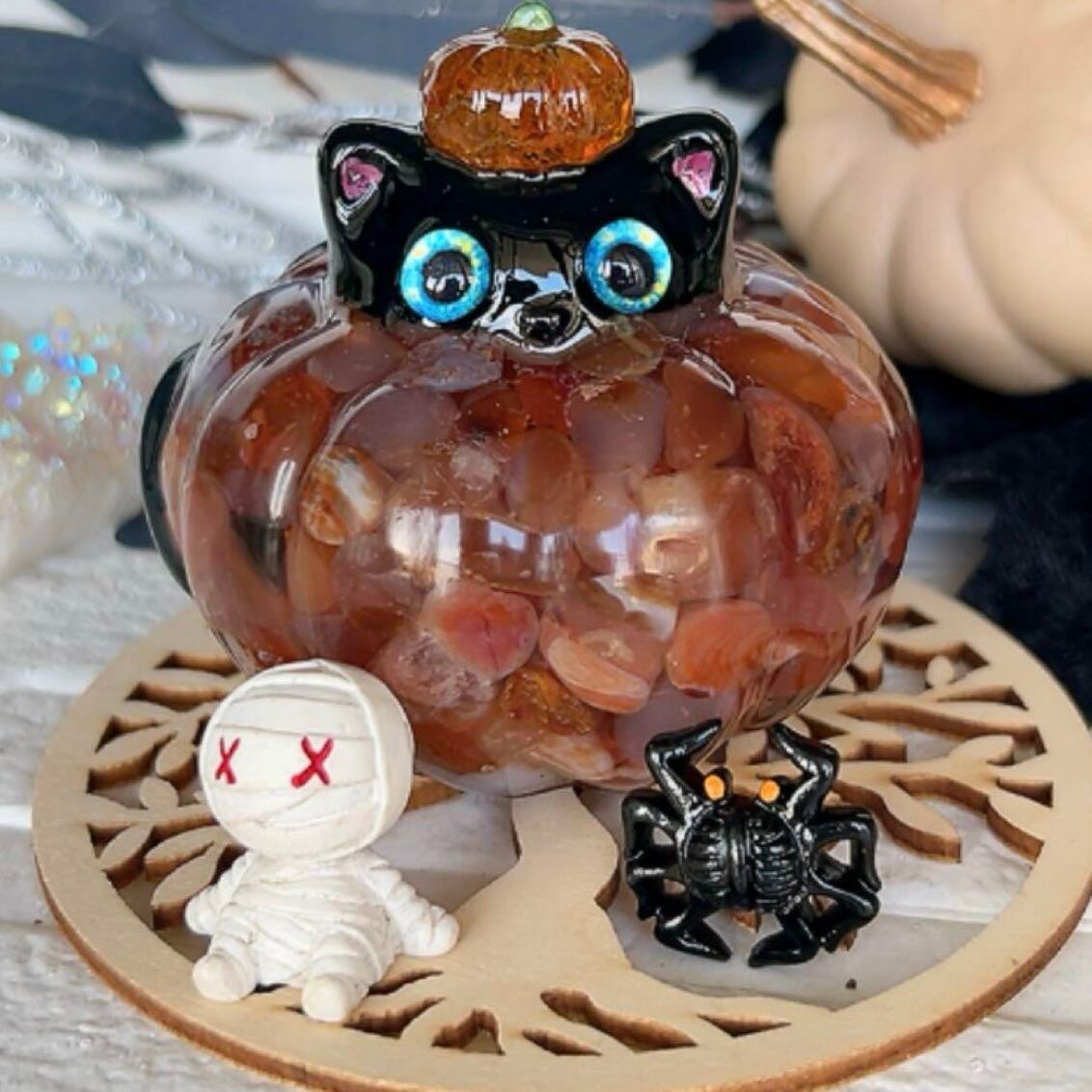 オルゴナイト垂れ耳うさぎ　暖かオレンジ♡ 幸せを呼ぶオルゴナイト 垂れ耳うさぎ エンジェルオーラクォーツ