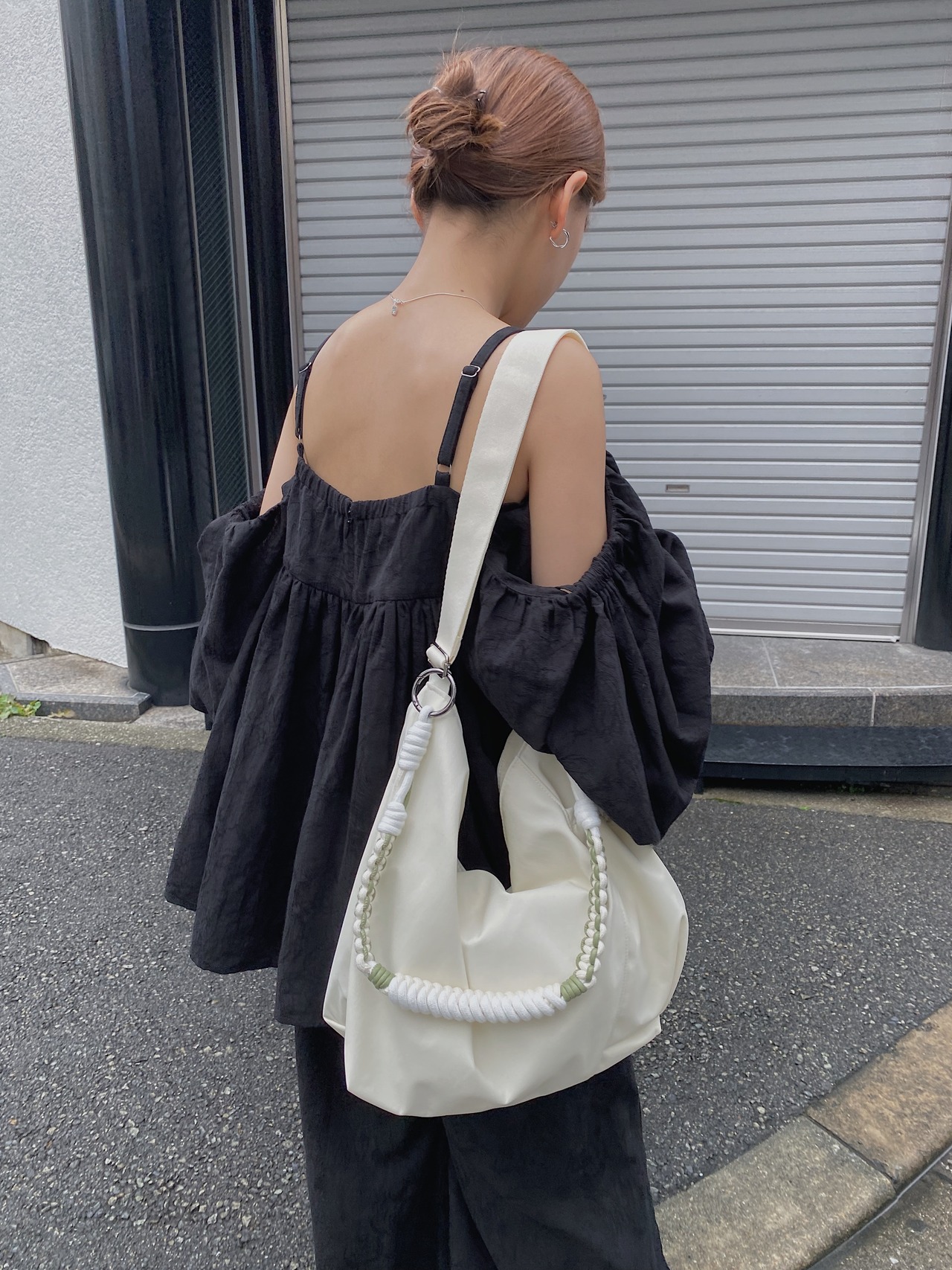 deformation puffy arm jacquard tops