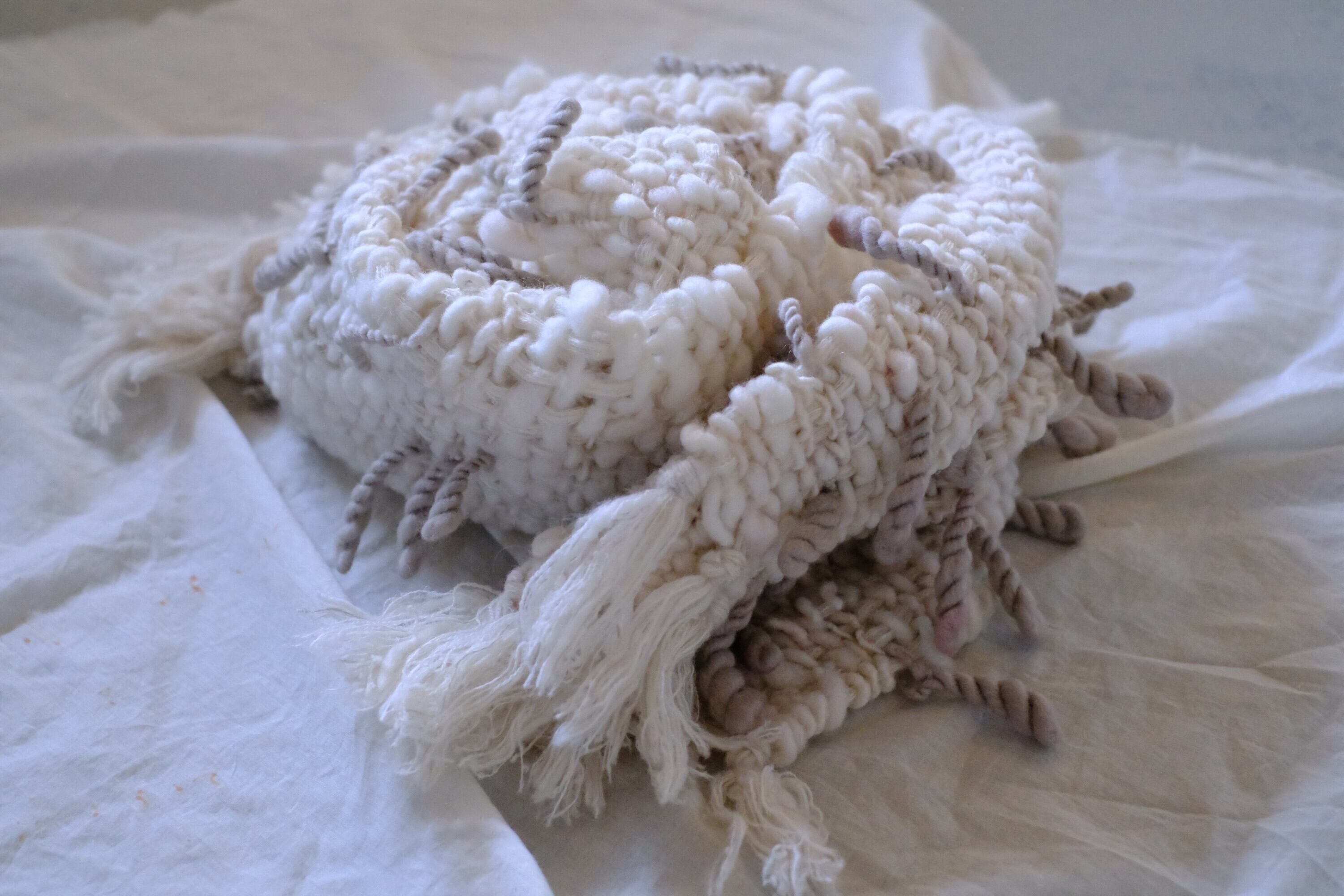 手紡ぎ糸のマフラー　o-0537