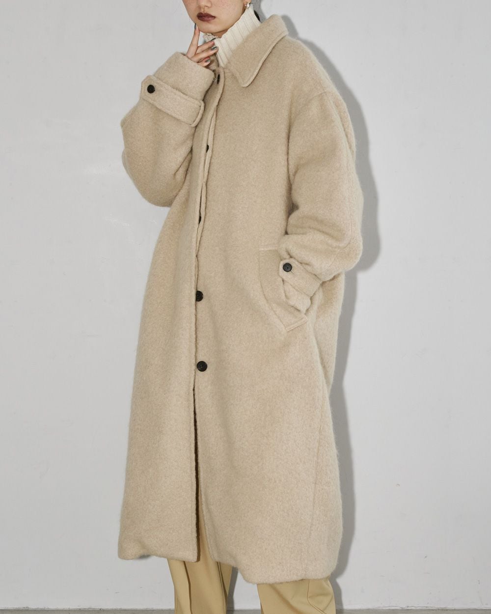 H1730 TODAYFUL Collarless Long Coat