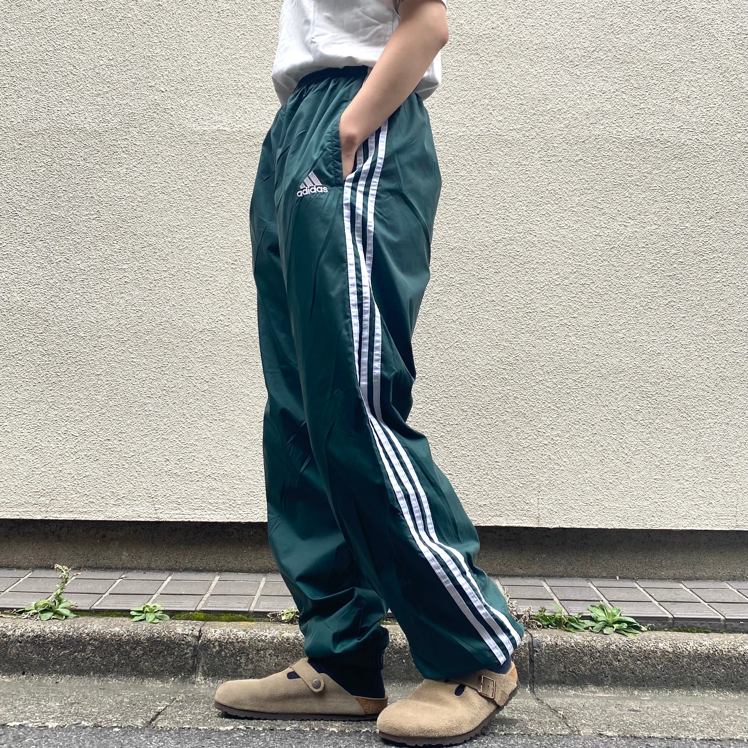 90年代 size:M【 adidas 】アディダス ナイロンパンツ グリーン 緑 ...