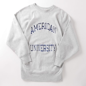 【美品】80s champion Reverse Weave Crew "AMERICAN UNIVERSITY" Vintage sweat mint condition made in USA /80年代 ヴィンテージ チャンピオン リバースウィーブ 肉厚 スウェット トレーナー アメリカン大学 USA製 グレー ビッグサイズ ミントコンディション