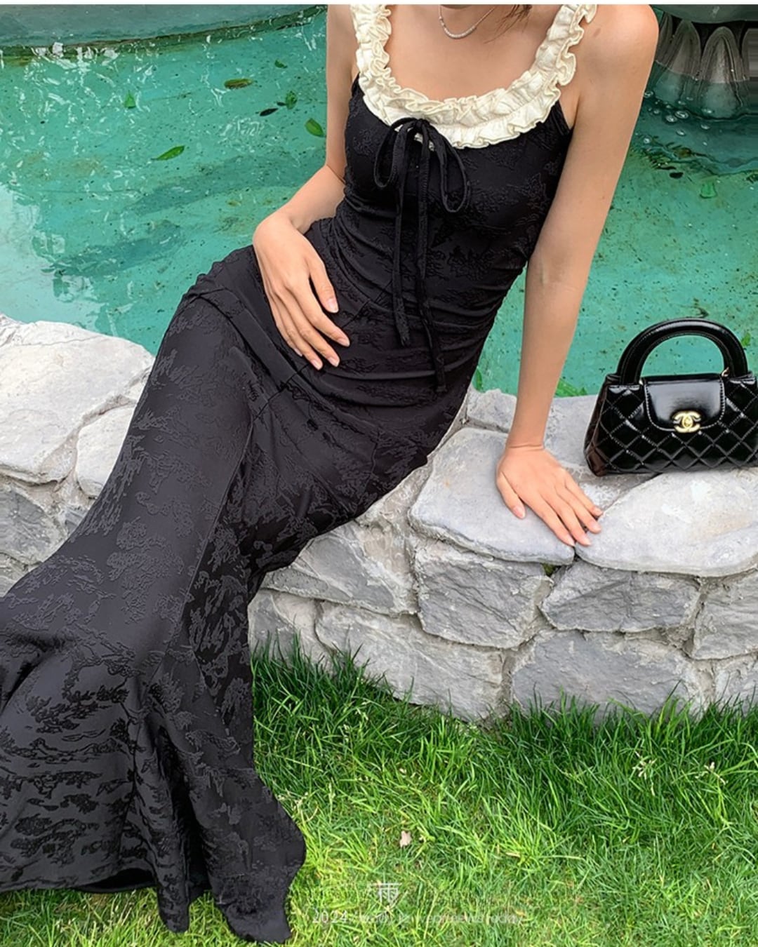 フリルリボンエンボスワンピース S25232